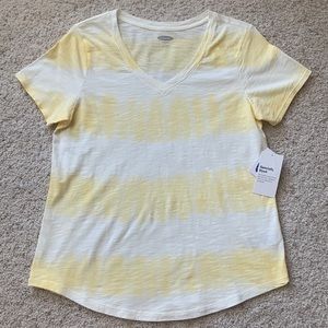 Old Navy Yellow and White Tie-dye Everywear Tee
